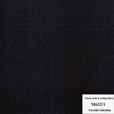 M632/1 Vercelli CVM - Vải Suit 95% Wool - Xanh đen Trơn